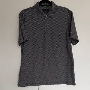 Bugatchi Black and White Patterned Polo Shirt